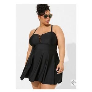 Torrid Black Lace Front One Piece Swimdress Sz.2